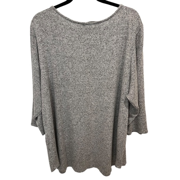 GREEN ENVELOPE Plus Size Zip V-Neck 3/4 Sleeve Gray Very Soft Sweater Size 3X - Picture 3 of 4